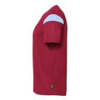 burgundy/sky blue